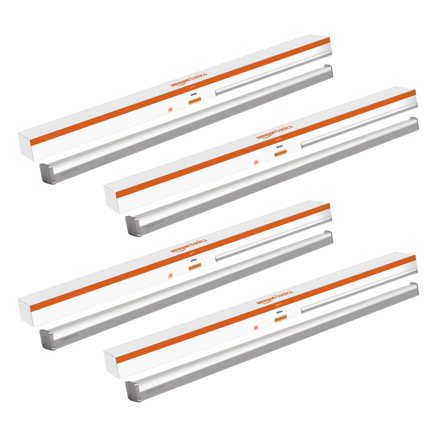 Amazon Basics - 20W LED Batten, Cool White (Pack of 4)