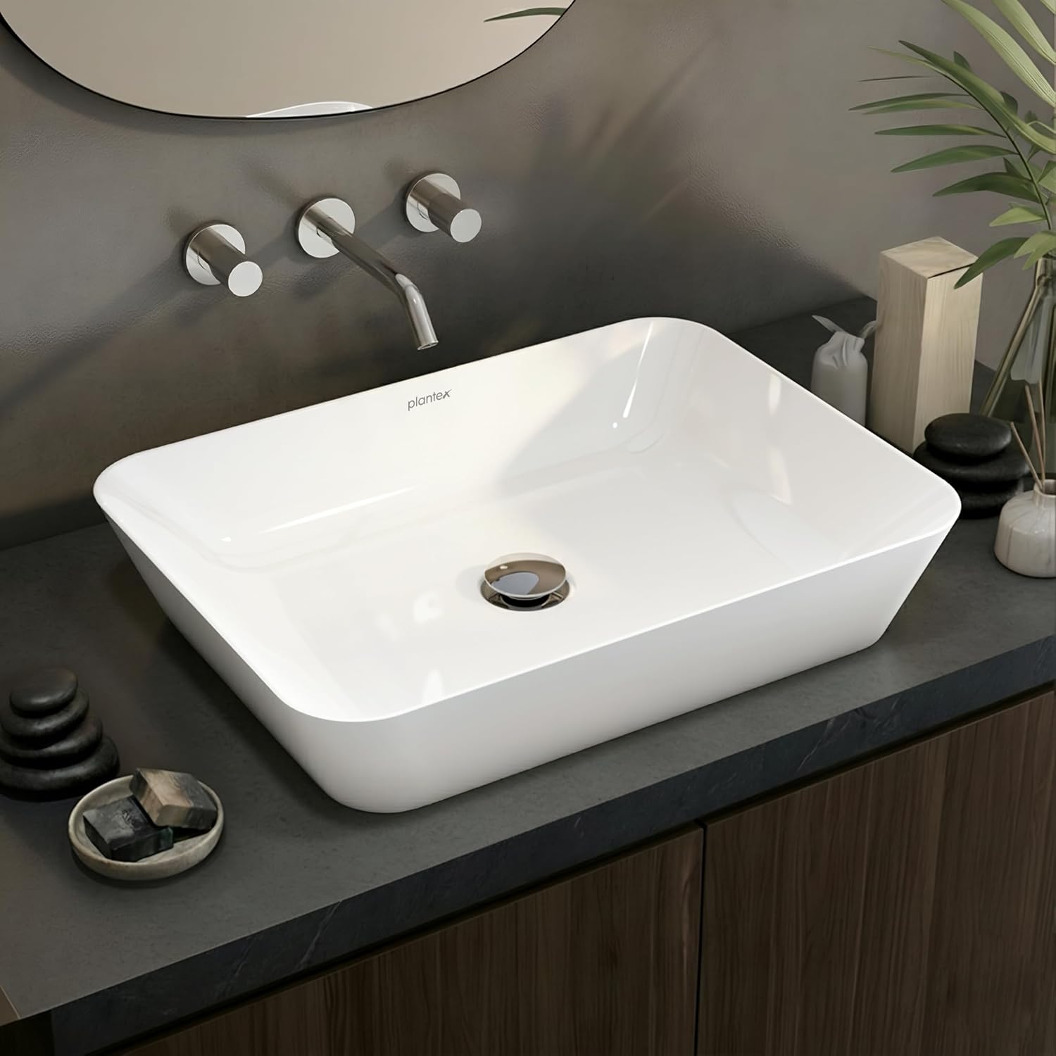 Plantex Washbasin for Bathroom/Ceramic Tabletop Basin with 10 Years Glaze Warranty by Plantex/Countertop Vessel Sink for Home, Office – (NCTT-338, White, 22 x 16 x 4 Inch)