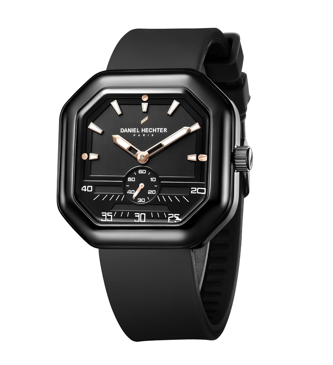 Daniel Hechter Paris Pleyel Collection Fashion Watch for Men – Modern Octagon Dial with Sub-Dial Quartz Movement and Comfortable Silicon Strap - DHM1021