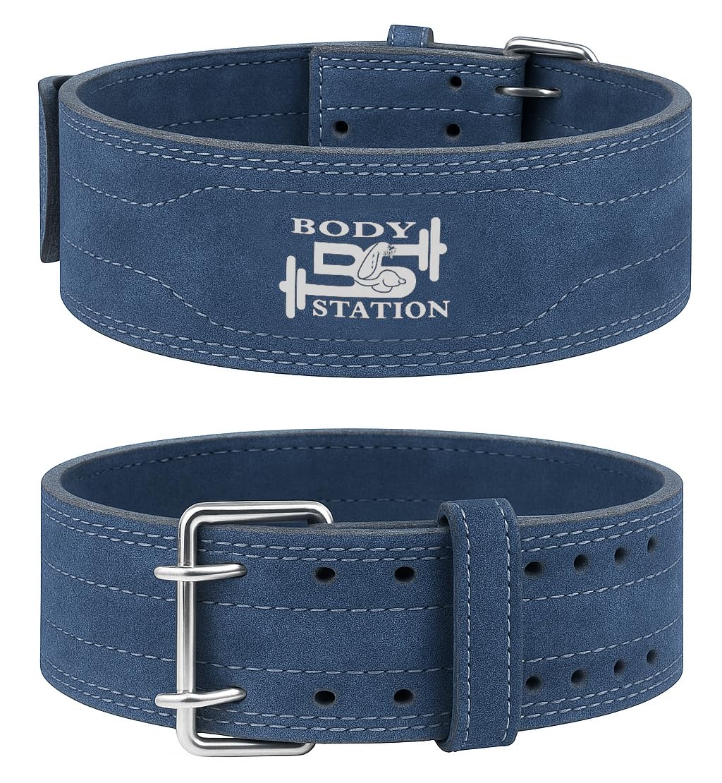 Suede Leather Weightlifting Belt – Heavy-Duty Back Support for Powerlifting, CrossFit & Strength Training – Adjustable Gym Belt for Men & Women (Blue, S)